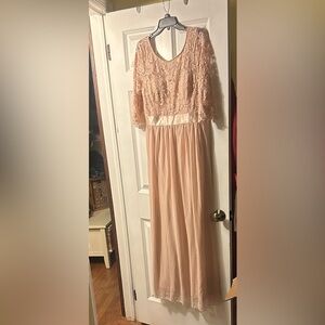 Ever Pretty Blush Lace Maxi Dress
